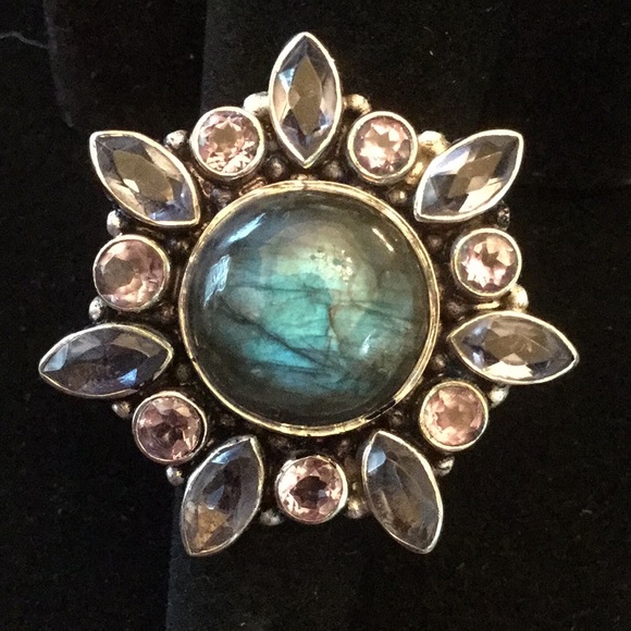 Gem Show Jewelry - Showstopper !  Labradorite& Amethyst Ring
